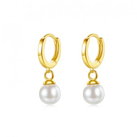 Cercei argint - Cercei argint placat cu aur Pearl