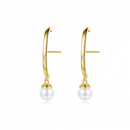 Cercei argint placat cu aur Pearl Drop [0]