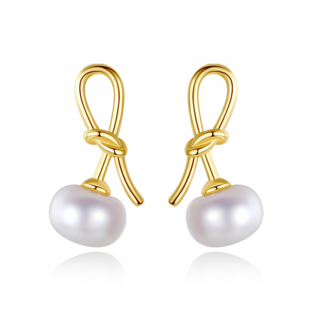 Cercei argint placat cu aur Pearl Knot [3]