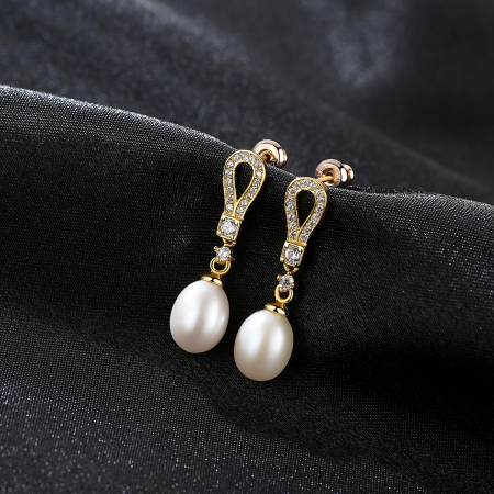 Cercei argint  placat cu aur Pearls and Zirconia [0]