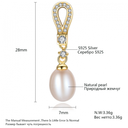 Cercei argint  placat cu aur Pearls and Zirconia [2]