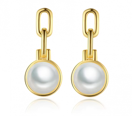 Cercei argint - Cercei argint placat cu aur Pearls Gold