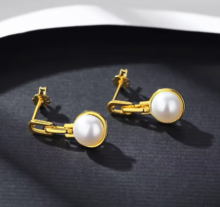 Cercei argint placat cu aur Pearls Gold [4]