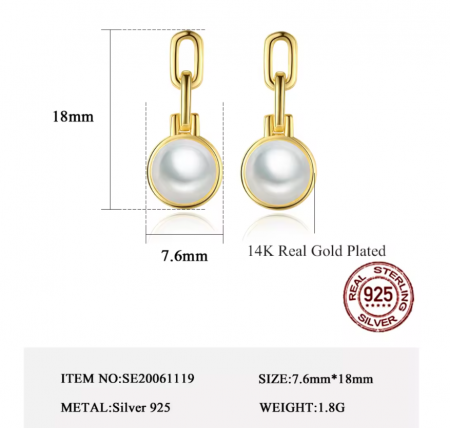 Cercei argint placat cu aur Pearls Gold [1]