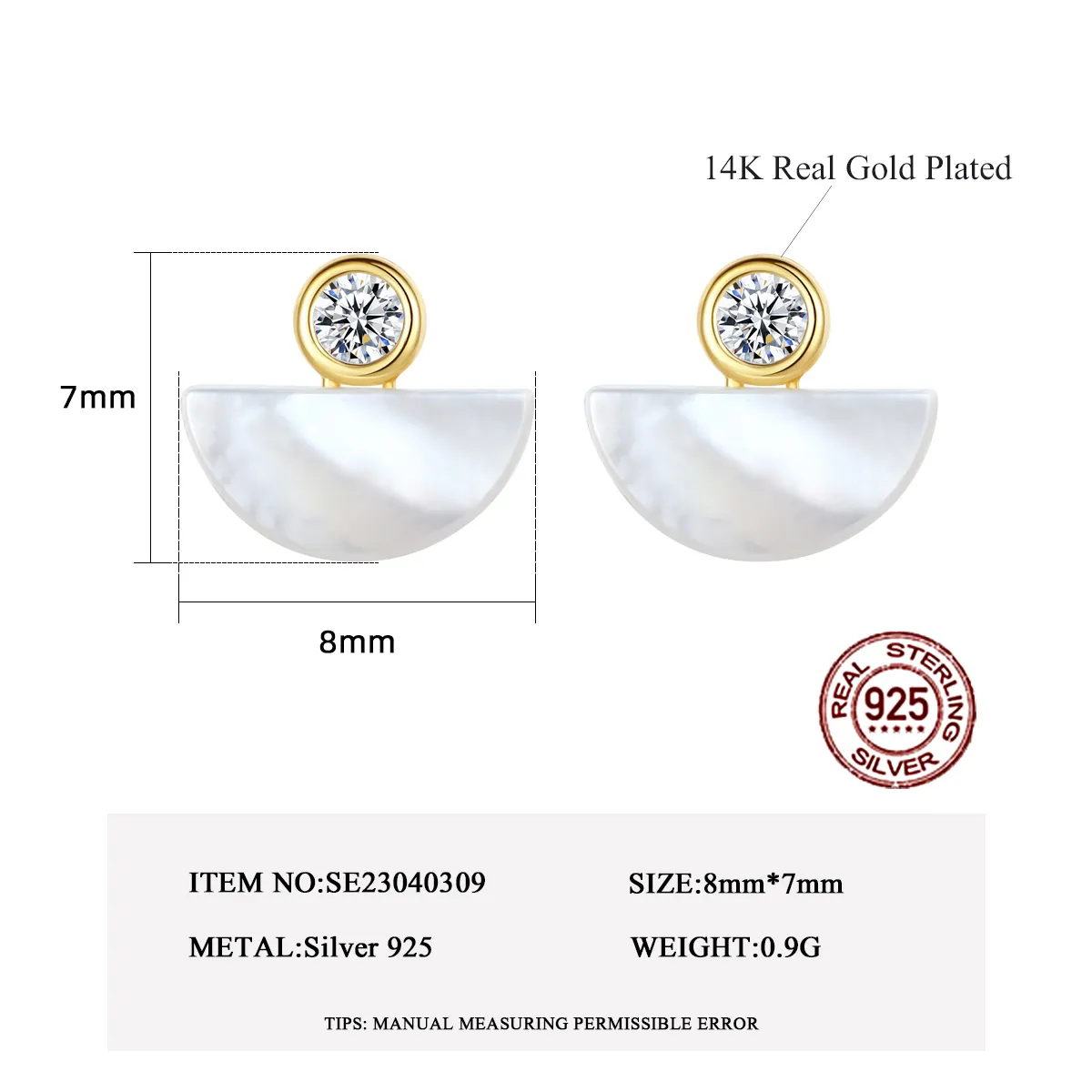 Cercei argint placat cu aur Shell [1]