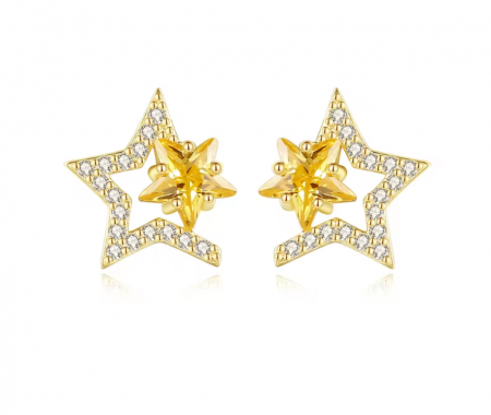 Cercei argint placat cu aur Shooting Star