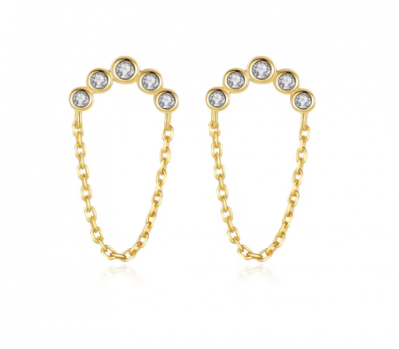 Cercei argint - Cercei argint placat cu aur Zirconia Shine