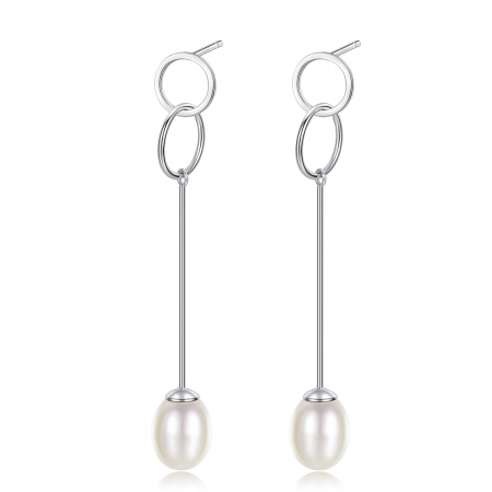 Cercei argint rodiat Circles Pearl [3]