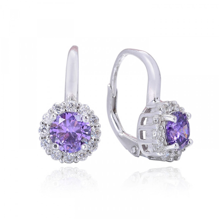 Bijuterii argint - Cercei argint rodiat Dutchess Purple