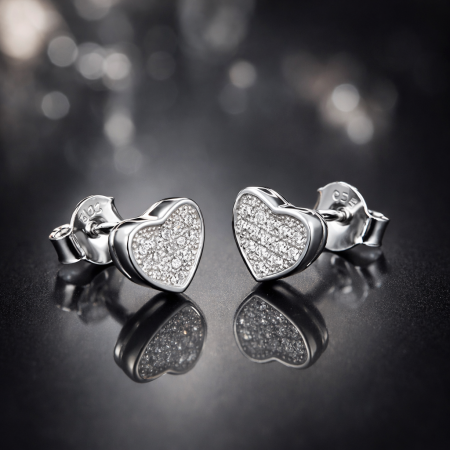 Cercei argint - Cercei argint rodiat Heart