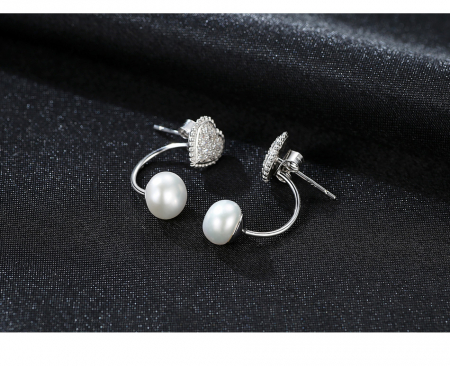 Cercei argint rodiat Heart Pearl [2]