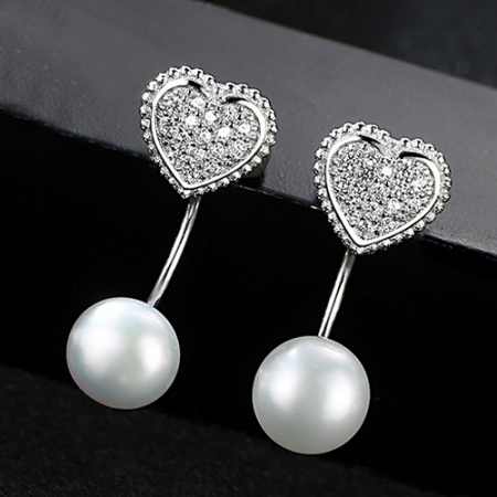 Cercei argint rodiat Heart Pearl [0]