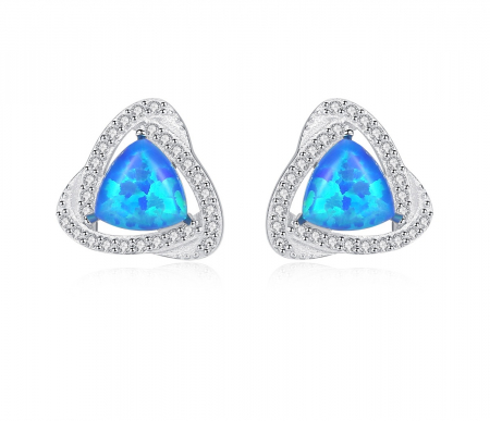 Bijuterii argint - Cercei argint rodiat Opal and Zirconia