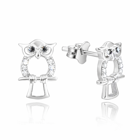 Cercei argint - Cercei argint rodiat Owl