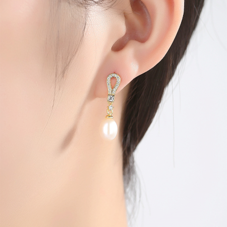 Cercei argint  placat cu aur Pearls and Zirconia [1]