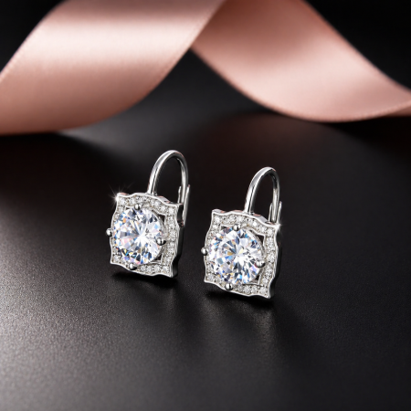 Cercei argint - Cercei argint rodiat Princess