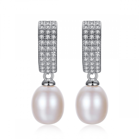 Cercei argint rodiat Shiny Pearls