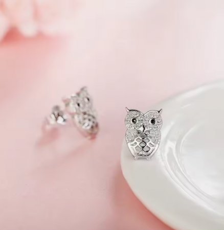 Cercei argint rodiat Silver Owl [2]