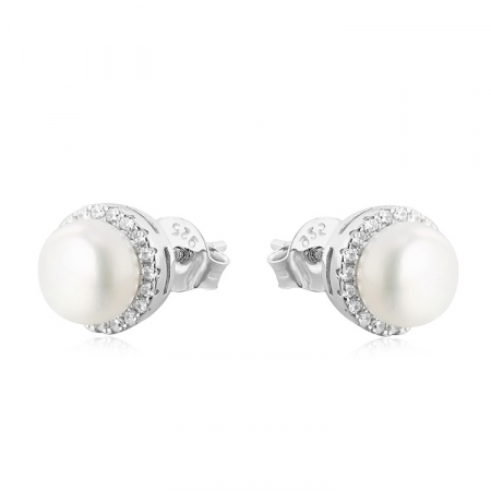 Cercei argint rodiat Silver Pearl