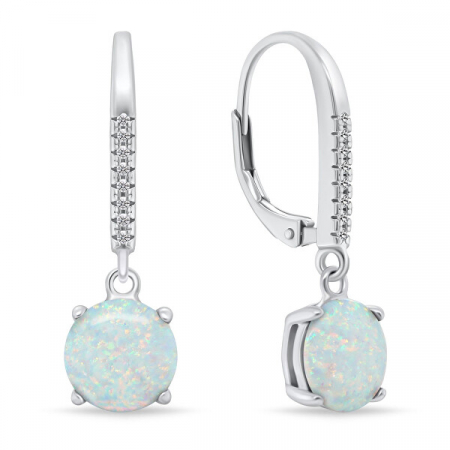 Cercei argint rodiat sistem toarta Opal Alb [0]