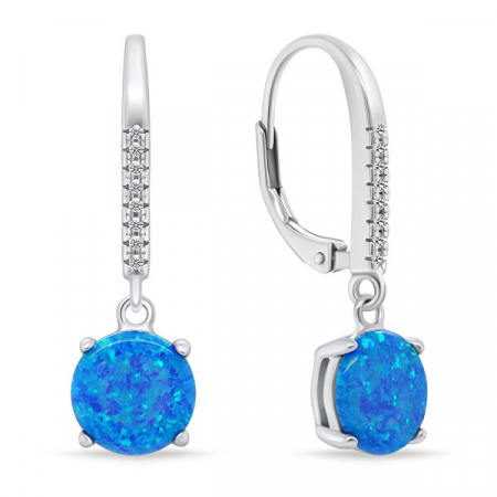 Cercei argint rodiat toarta Opal Albastru [0]