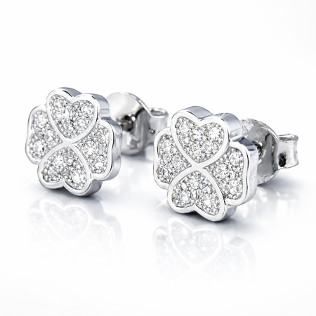 Cercei argint rodiat Trifoi cu patru foi [0]