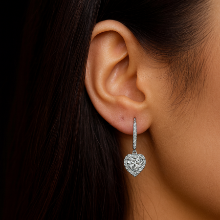 Cercei lungi argint rodiat Heart [1]