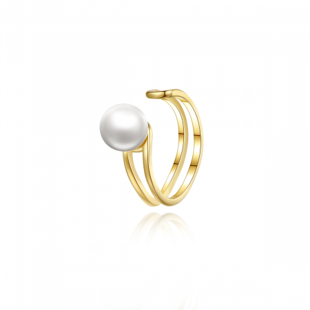 Cercel ear cuff argint placat cu aur Pearl [0]