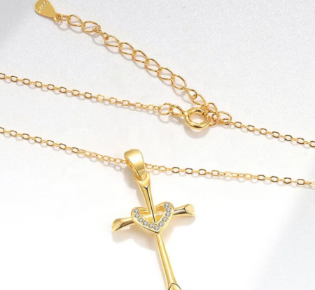 Colier argint placat cu aur Big Cross [3]