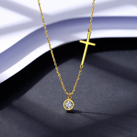 Colier argint placat cu aur Cross