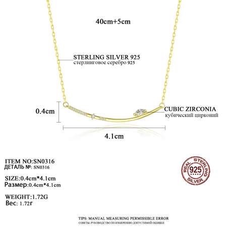 Colier argint placat cu aur Floating Zirconia [3]