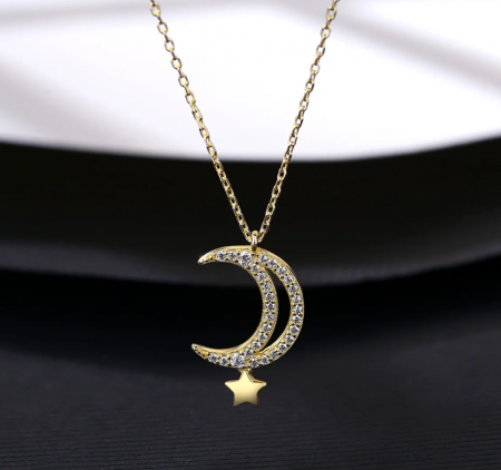 Colier argint placat cu aur Moon [3]