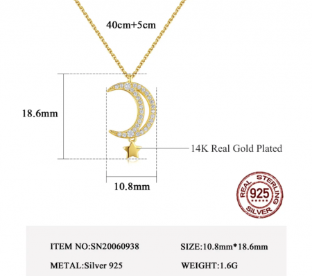 Colier argint placat cu aur Moon [1]