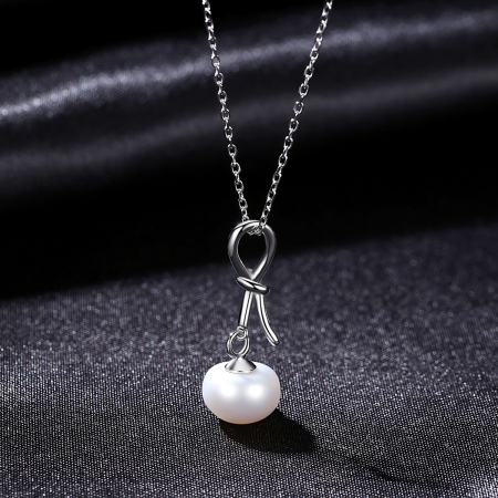 Colier argint rodiat Pearl Knot
