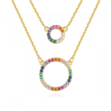 Bijuterii argint - Colier argint placat cu aur Rainbow Circles