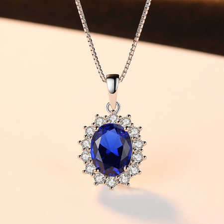 Colier argint rodiat Blue Sapphire [3]