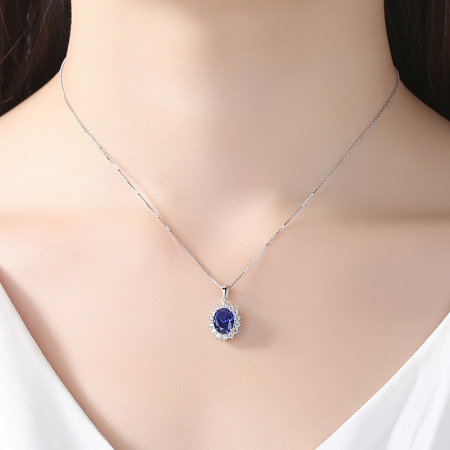 Colier argint rodiat Blue Sapphire [1]