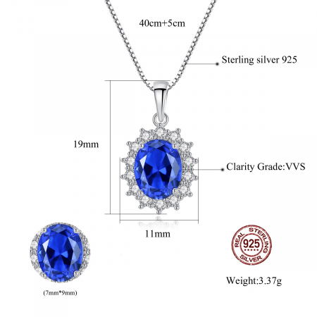 Colier argint rodiat Blue Sapphire [4]