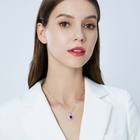 Colier argint rodiat Blue Sapphire [5]