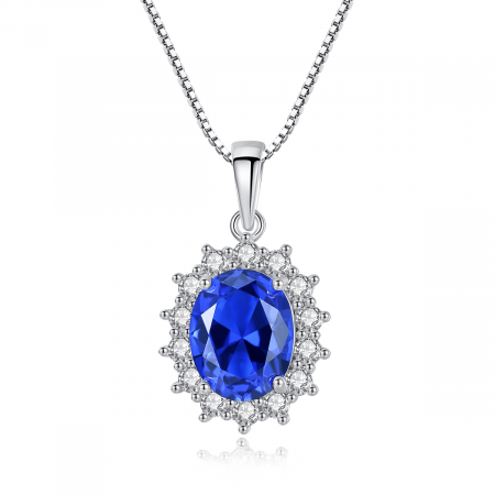 Bijuterii argint - Colier argint rodiat Blue Sapphire