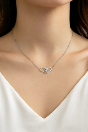 Colier argint rodiat Doua inimi [2]