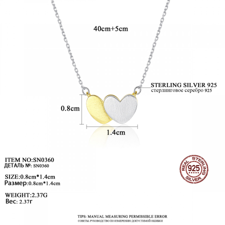 Colier argint rodiat Double Hearts [2]