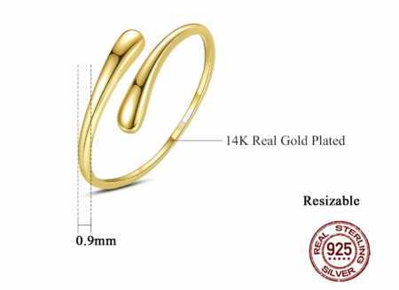Inel reglabil argint placat cu aur Drop [1]