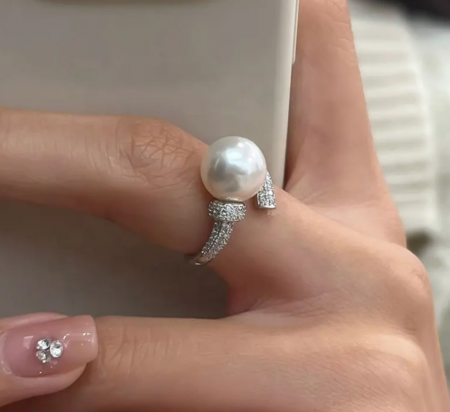 Inel reglabil argint cu perla [2]