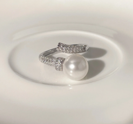 Inel reglabil argint cu perla [0]