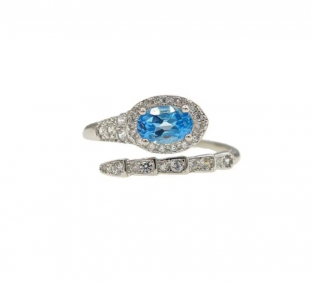Inele argint - Inel reglabil argint Snake Topaz