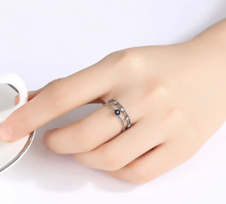 Inel reglabil argint rodiat Black [1]
