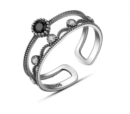 Bijuterii argint - Inel reglabil argint rodiat Black