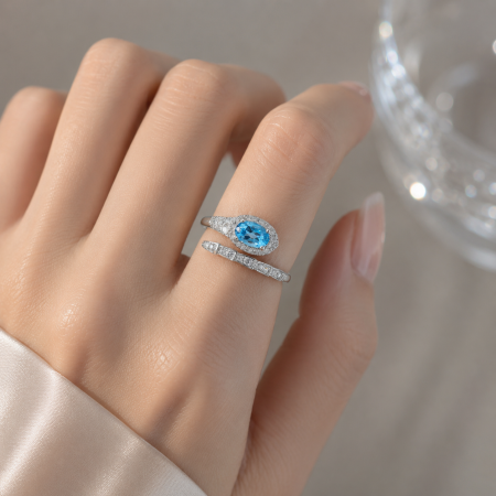 Inel reglabil argint Snake Topaz [1]