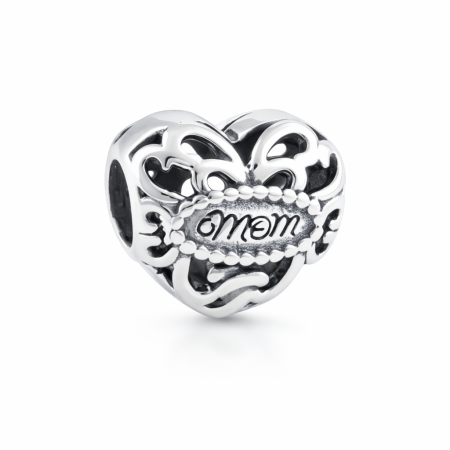 Talismane argint - Pandantiv inima Mom argint